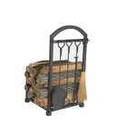 Lizh Metalwork Fireplace Log Holder With Tools, Wrought Iron Indoor. Fixed Price $94.64.