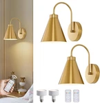 New! Set Of 2 Vintage Style Gold Wall Sconces, Wireless, Battery Remote Control. Fixed Price $34.99.
