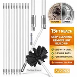 Dryer Vent Cleaning Kit Flexible Remove Chimney Lint Dust Debris W/ Brush Head. Fixed Price $14.05.