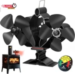 Wood Stove Fan, Fireplace With Magnetic Thermometer & Bracket, 8 Blades Heat. Fixed Price $40.68.