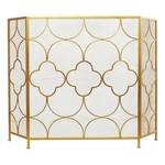 50 Inch 3 Panel Metal Fireplace Screen- Quatrefoil Design- Gold. Fixed Price $108.31.