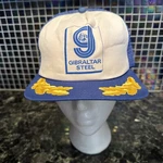 Vtg Gibraltar Steel Blue White Mesh Trucker Cap Snapback Hat W/ Gold Lettuce Nos. Fixed Price $27.60.