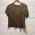 Forever 21 Animal Leopard Print Short Sleeve Scallop Trim Mesh Top Plus Size 0X. Fixed Price $17.00.