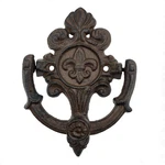 Cast Iron Fleur De Lis Door Knocker Scrolls Accent Rustic Victorian Style Brown. Fixed Price $19.95.