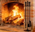 Calidola 5PC Black Wrought Iron Fireplace Tool Set - Tongs, Poker, Shovel, Brush. Fixed Price $83.32.