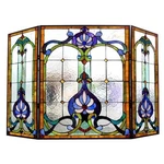 Chloe Lighting 3PC Folding Victorian 44IN Wide Tiffany Glass Fireplace Screen. Fixed Price $275.49.