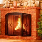 Fireplace Screen 3 Panel Wrought Iron Black Metal 48L. Fixed Price $104.58.