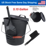 Metal Ash Bucket With Shovel Broom Fireplace Pit Or Stoves 5.15 Gallon Tight Lid. Fixed Price $49.86.