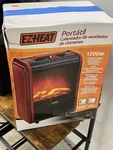 Ez-heat Portable Electric Fireplace Heater 1200W, Tip-over Switch, Red/black. Fixed Price $30.00.