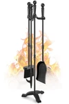 Gtongoko Fireplace Tools Set 4 Pcs 30 Inch Black Wrought Iron Large. Fixed Price $62.09.