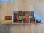 Lundby Vintage Dollhouse Furniture Yellow Dot Fireplace Bathtub Shower Stove. Fixed Price $100.00.