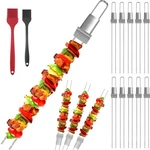 Kabob Skewers For Grilling, 10 Pack 13" Double Pronged With Push Ba... Fast Ship. Fixed Price $20.99.
