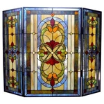 Chloe Lighting Palace Tiffany Glass Victorian 3PC Folding Fireplace Screen. Fixed Price $275.41.